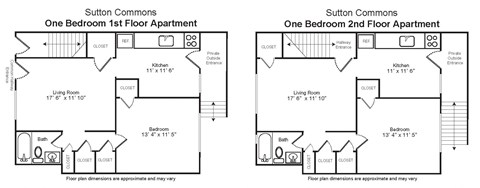 Floor plan for 1 bed, 1 bath